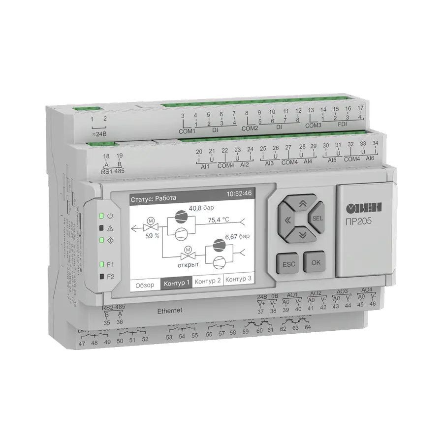 ПР205 программируемое реле с графическим дисплеем и Ethernet